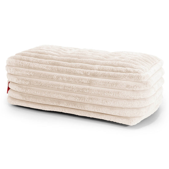 Stor Fodskammel - Ultraplysfløjl Cremefarvet 01