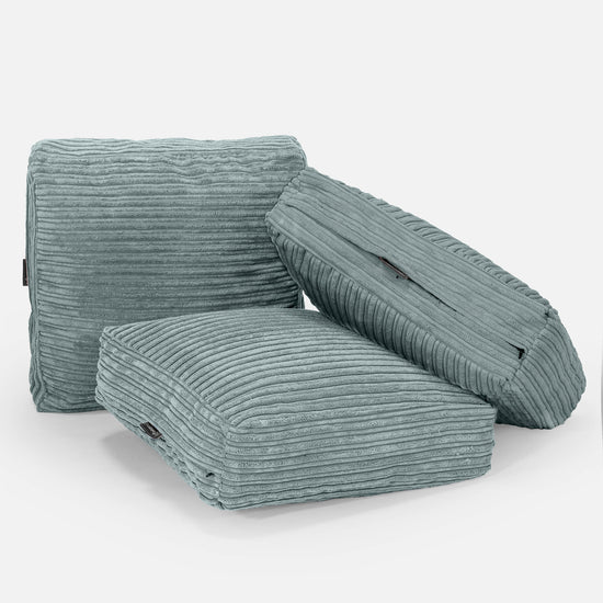 Stor Gulvpude - Klassisk Jernbanefløjl Mintgrøn 04