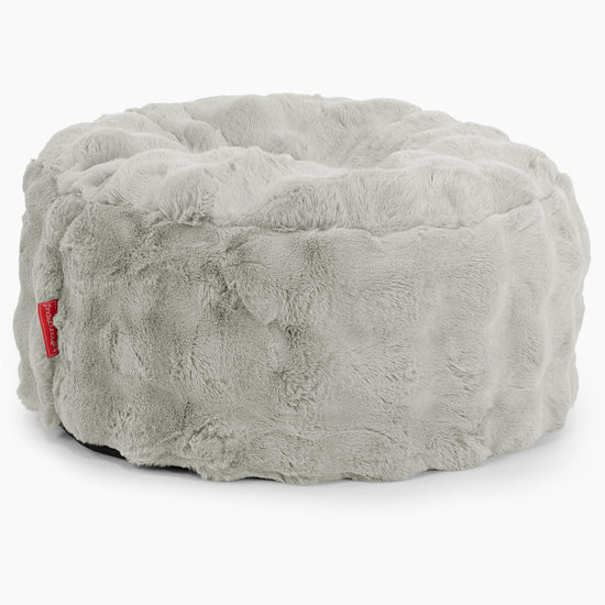 Stor Rund Fodskammel-Imiteret Pels Bubble Salviegrøn 01