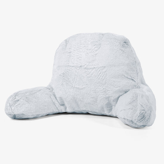 Høj Rygstøtte Læsepude - Imiteret Kaninpels Støvet Blå 01