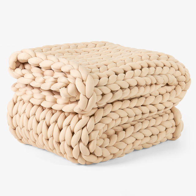 Vægtet Tæppe til Voksne - Tykt strik Taupe 01