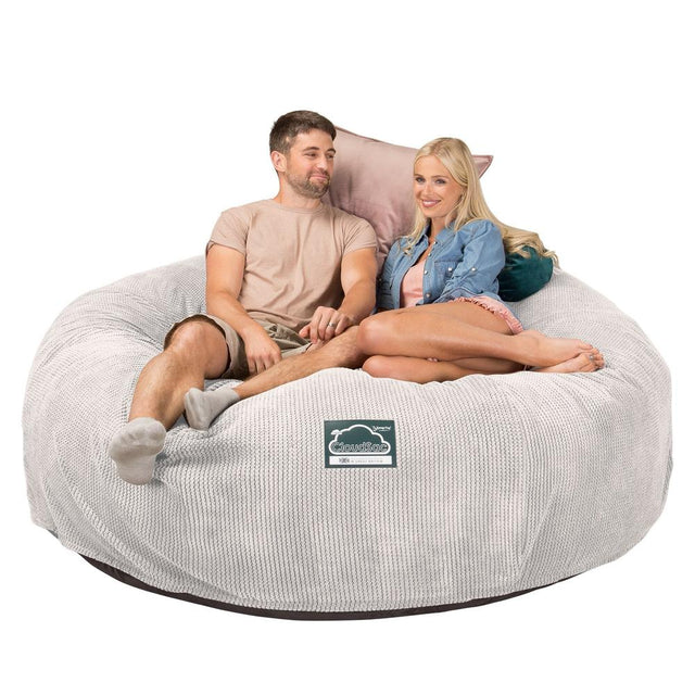 LOUNGE PUG, CloudSac 3000 XXL, Stor Dobbelt Sækkestol Sofa med Memory Skum, Pom Pom Cremefarvet