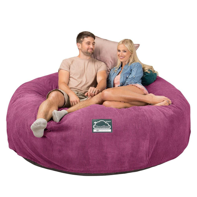 LOUNGE PUG, CloudSac 3000 XXL, Stor Dobbelt Sækkestol Sofa med Memory Skum, Pom Pom Pink