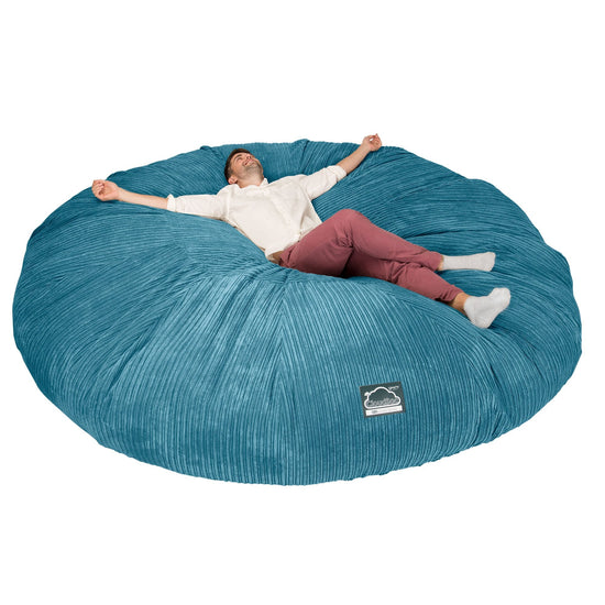 LOUNGE PUG, CloudSac 5000 XXXXXL, Titanic Sækkestol Sofa med Memory Skum, Klassisk Jernbanefløjl Turkis Blå