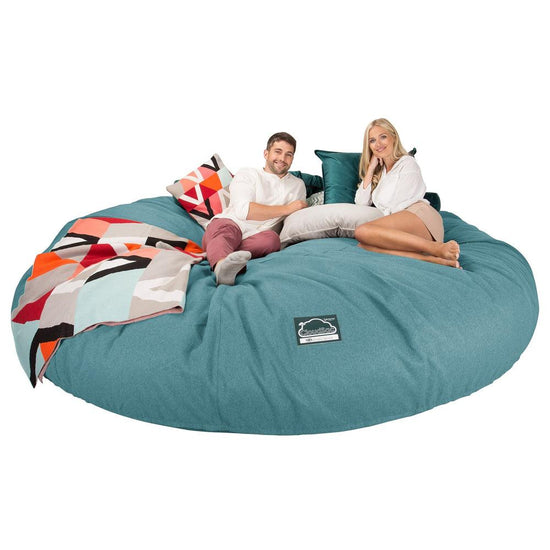 LOUNGE PUG, CloudSac 5000 XXXXXL, Titanic Sækkestol Sofa med Memory Skum, Interalli-uld Cyan