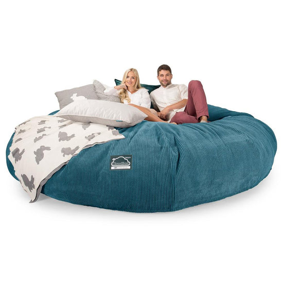 LOUNGE PUG, CloudSac 5000 XXXXXL, Titanic Sækkestol Sofa med Memory Skum, Pom Pom Turkis Blå