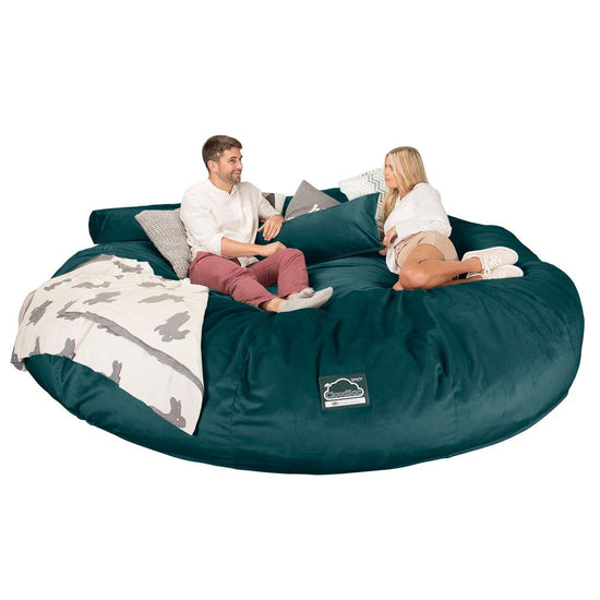 LOUNGE PUG, CloudSac 5000 XXXXXL, Titanic Sækkestol Sofa med Memory Skum, Fløjl Turkis Blå