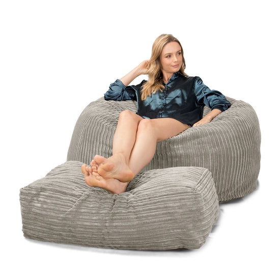 LOUNGE PUG, CloudSac 510 XL, Kæmpe Sækkestol med Memory Skum (NYT DESIGN), Klassisk Jernbanefløjl Mink