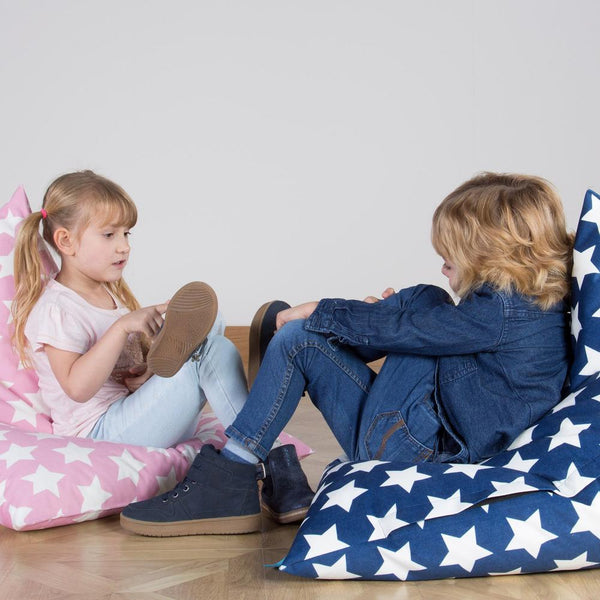 Gaming Sækkestol Børn 1-6 år - Trykt Stjerner Pink Fabric Close-up Image