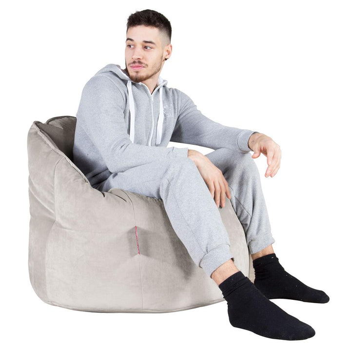 LOUNGE PUG®, Sækkestol 'Knus' - Fløjl Sølv