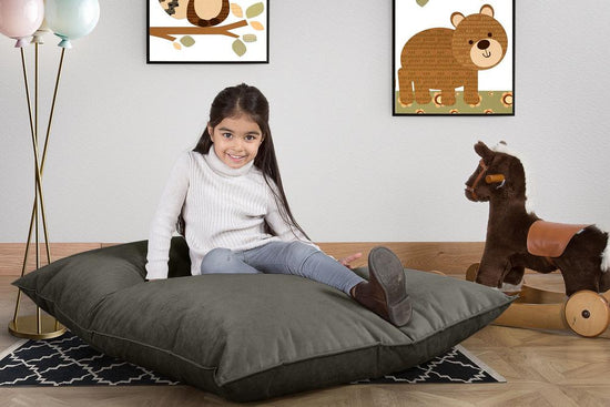 LOUNGE PUG®, Junior Sækkestol, Sækkestol Børn - Fløjl Grafit Grå