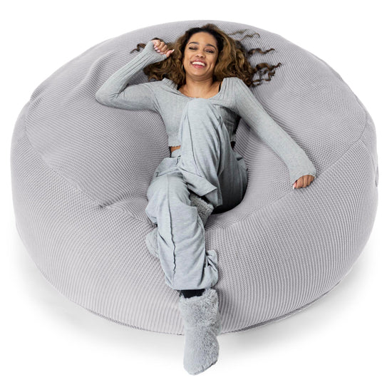 LOUNGE PUG®, Kæmpe Sækkestol Sofa XXL 'Mega Mammut', Ellos Strikket Grå
