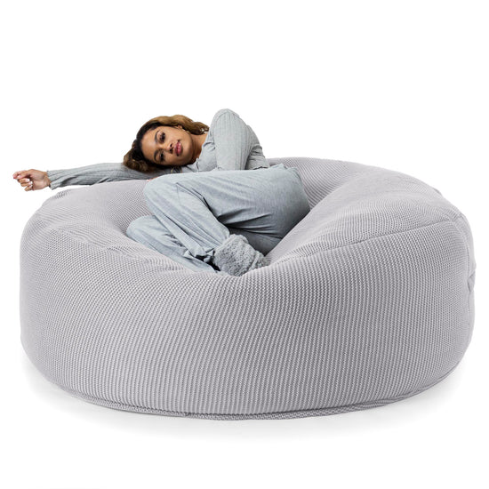 LOUNGE PUG®, Kæmpe Sækkestol Sofa XXL 'Mega Mammut', Ellos Strikket Grå