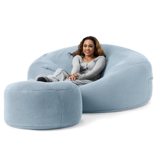 LOUNGE PUG®, Kæmpe Sækkestol Sofa XXL 'Mega Mammut', Ellos Strikket Grå