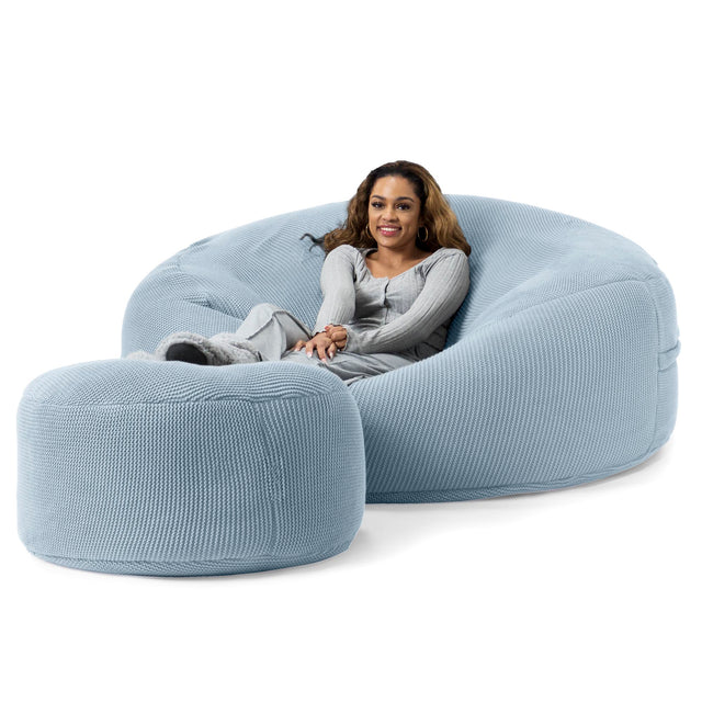 LOUNGE PUG®, Kæmpe Sækkestol Sofa XXL 'Mega Mammut', Ellos Strikket Grå
