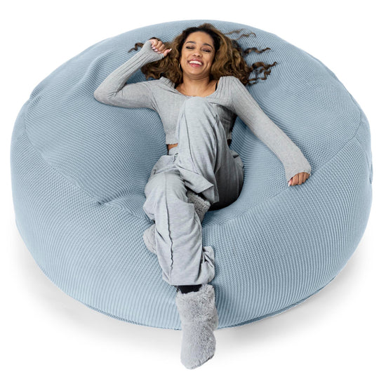 LOUNGE PUG®, Kæmpe Sækkestol Sofa XXL 'Mega Mammut', Ellos Strikket Grå