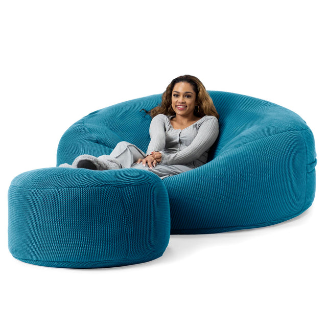 LOUNGE PUG®, Kæmpe Sækkestol Sofa XXL 'Mega Mammut', Ellos Strikket Petrolblå