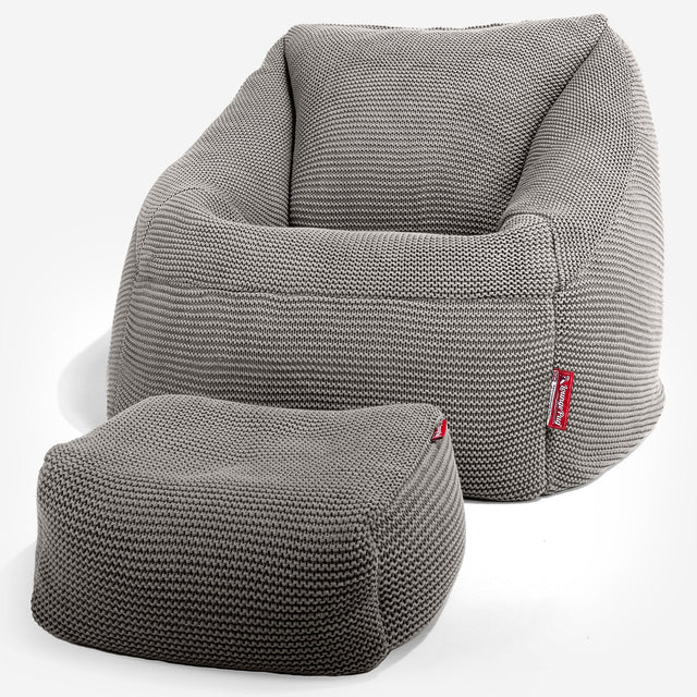 LOUNGE PUG®, Nautilus-sækkestol, Ellos Strikket Grå