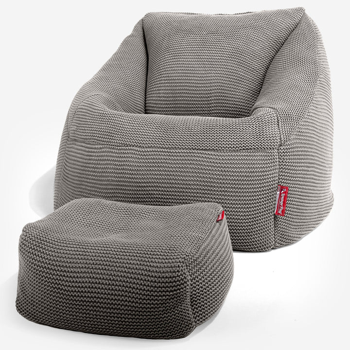 LOUNGE PUG®, Nautilus-sækkestol, Ellos Strikket Grå