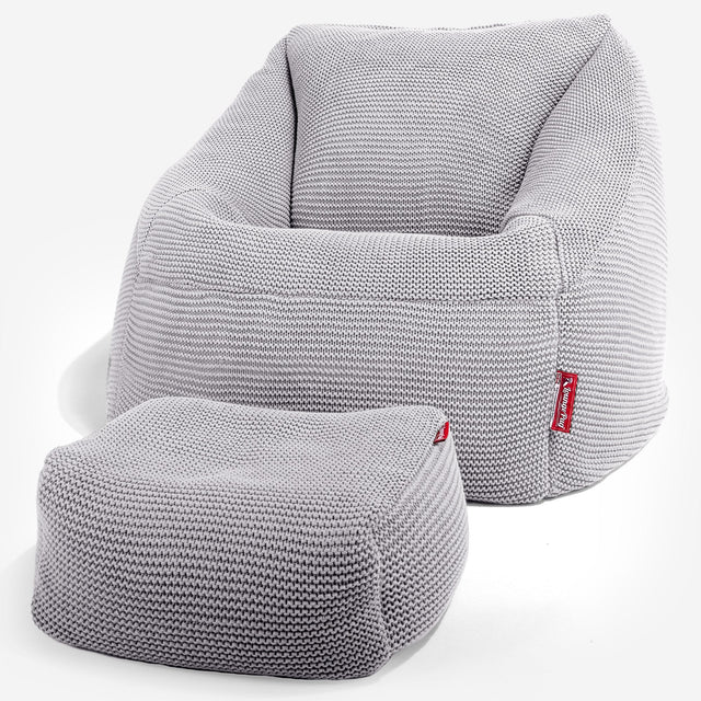 LOUNGE PUG®, Nautilus-sækkestol, Ellos Strikket Lysegrå