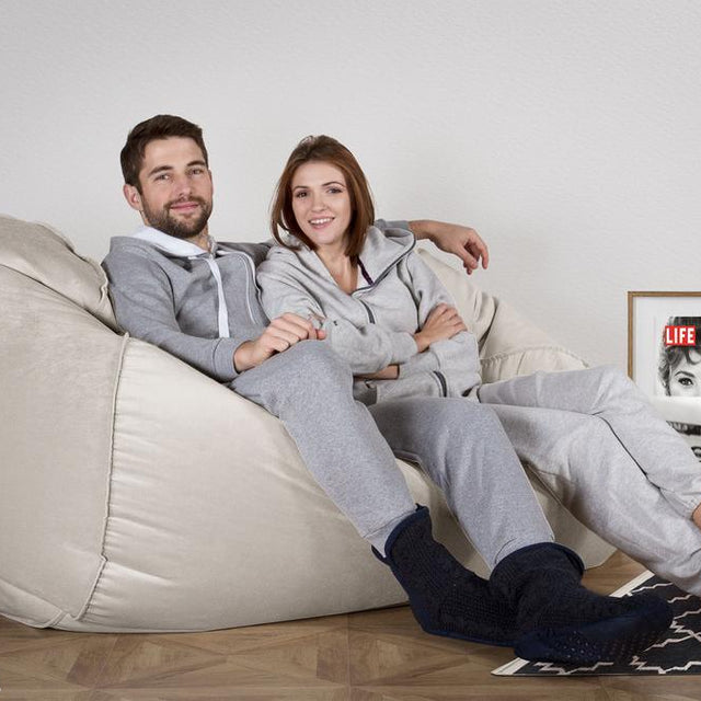 LOUNGE PUG®, Stor Sækkestol Sofa - Fløjl Sølv