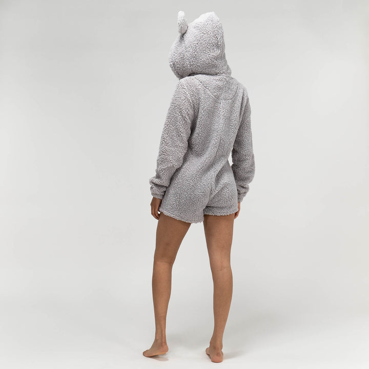 Fleecedragt med Bamseører til Damer - Grå 06