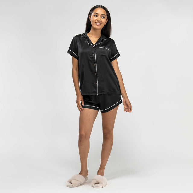Korte Pyjamasshorts i Satin til Damer - Sort 01