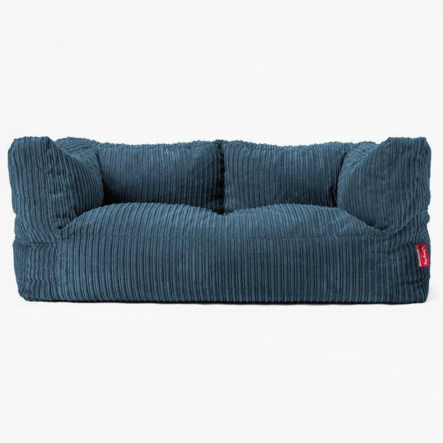 Albert Kæmpe Sækkestol til børn 2 sæder 3-14 år - Klassisk Jernbanefløjl Navy 03