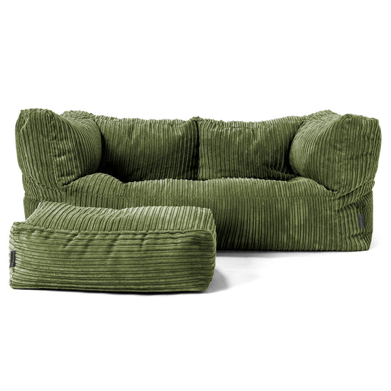 Albert Sækkestol Sofa 2 pers - Klassisk Jernbanefløjl Skovgrøn 02