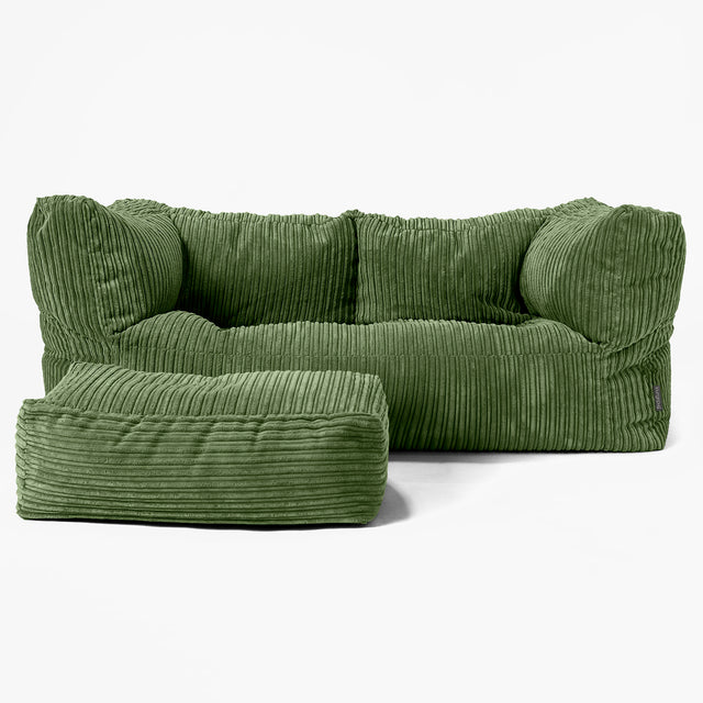 Albert Sækkestol Sofa 2 pers - Klassisk Jernbanefløjl Skovgrøn 02