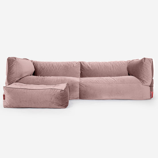 Albert Sækkestol Sofa 3 pers - Fløjl Lyserød 02