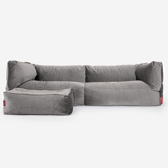 Albert Sækkestol Sofa 3 pers - Fløjl Sølv 02