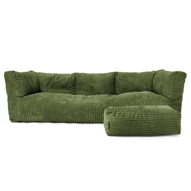 Albert Sækkestol Sofa 3 pers - Klassisk Jernbanefløjl Skovgrøn 02