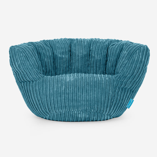 Charles Vintish Sækkestol Børn 2-6 år - Klassisk Jernbanefløjl Turkis Blå 01