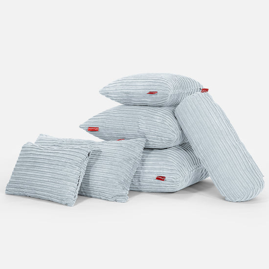 CloudSac 50 Kæmpe Pude med Memory Skum 40 x 80cm - Klassisk Jernbanefløjl Baby Blå 04