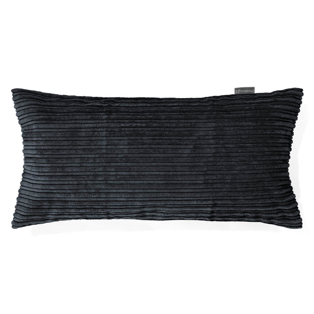 CloudSac 50 Kæmpe Pude med Memory Skum 40 x 80cm - Klassisk Jernbanefløjl Sort 01