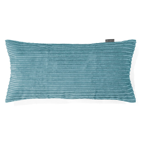 CloudSac 50 Kæmpe Pude med Memory Skum 40 x 80cm - Klassisk Jernbanefløjl Turkis Blå 01