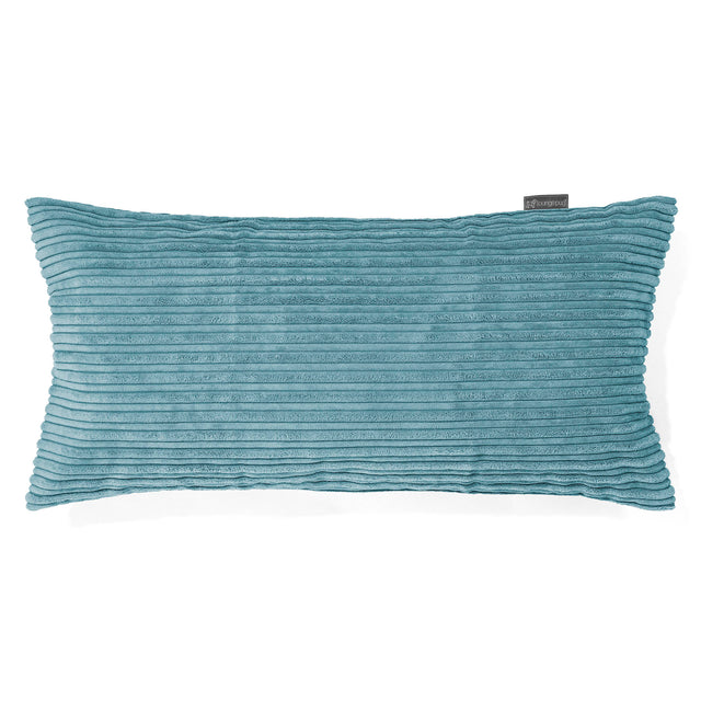CloudSac 50 Kæmpe Pude med Memory Skum 40 x 80cm - Klassisk Jernbanefløjl Turkis Blå 01