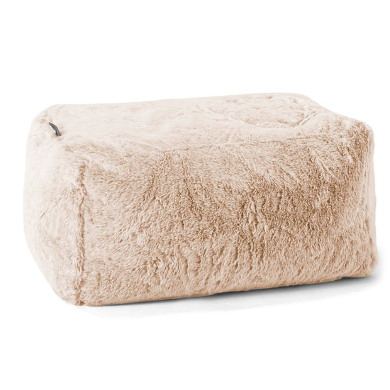Fodskammel - Imiteret Kaninpels Hvid 01