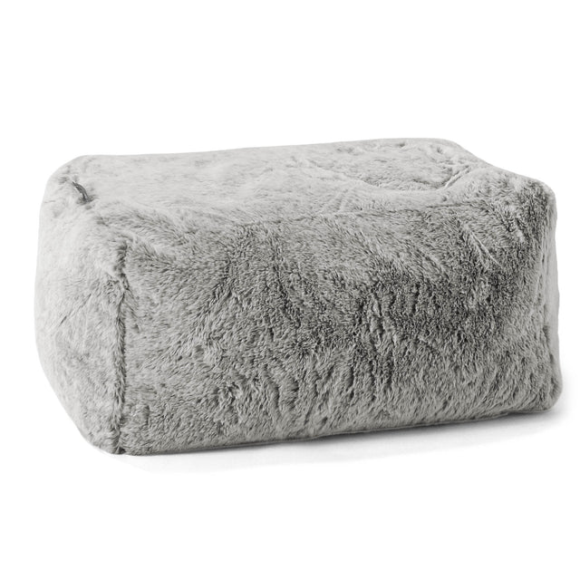Fodskammel - Imiteret Kaninpels Lysegrå 01