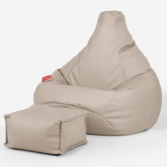 Gamer Sækkestol - Vegansk Læder Elfenben 01