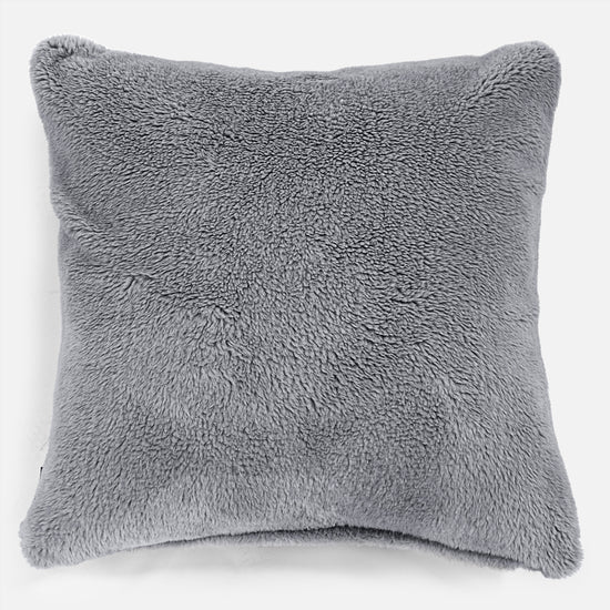 Kæmpe Pude 70 x 70cm - Korthåret Imiteret Pels Mørkegrå 01