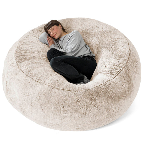 Kæmpe Sækkestol Sofa XXL 'Mega Mammut' - Imiteret Kaninpels Gyldenbrun 01