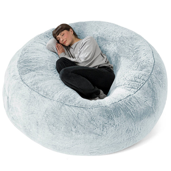 Kæmpe Sækkestol Sofa XXL 'Mega Mammut' - Imiteret Kaninpels Støvet Blå 01