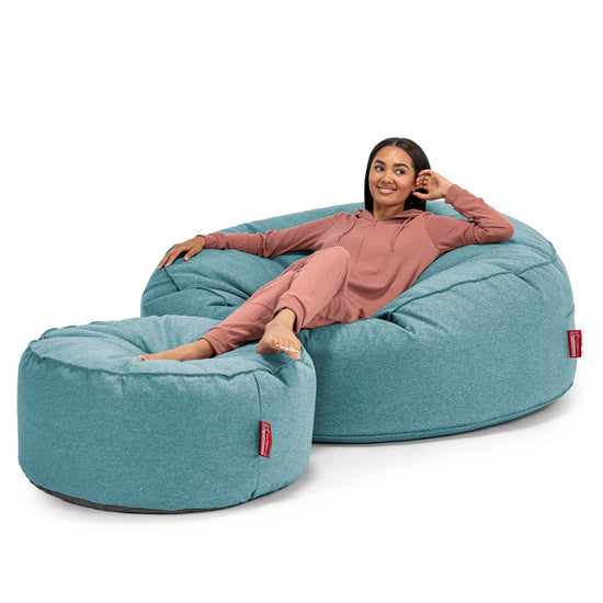 Kæmpe Sækkestol Sofa XXL 'Mega Mammut' - Interalli-uld Cyan 02