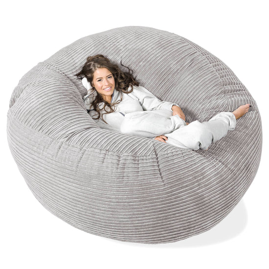 Kæmpe Sækkestol Sofa XXL 'Mega Mammut' - Klassisk Jernbanefløjl Aluminium Søl 01