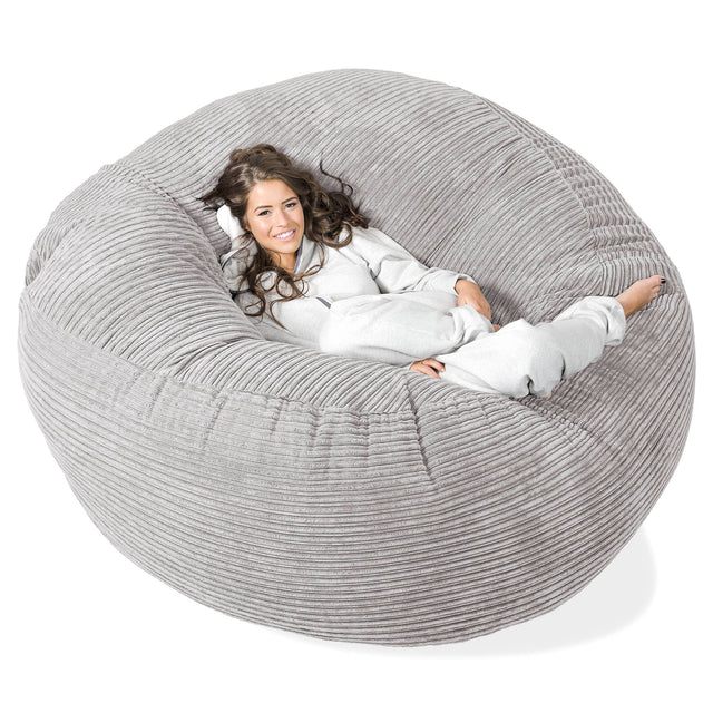 Kæmpe Sækkestol Sofa XXL 'Mega Mammut' - Klassisk Jernbanefløjl Aluminium Søl 01