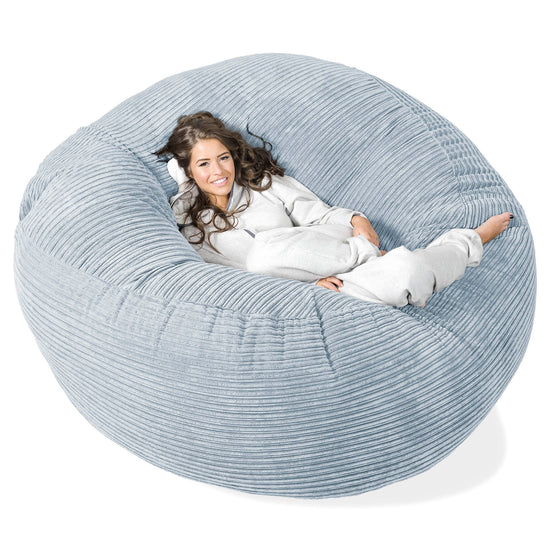 Kæmpe Sækkestol Sofa XXL 'Mega Mammut' - Klassisk Jernbanefløjl Baby Blå 01