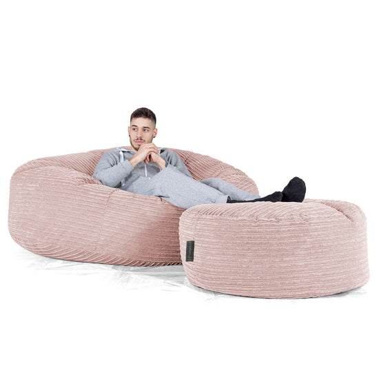 Kæmpe Sækkestol Sofa XXL 'Mega Mammut' - Klassisk Jernbanefløjl Blush Lyserød 02