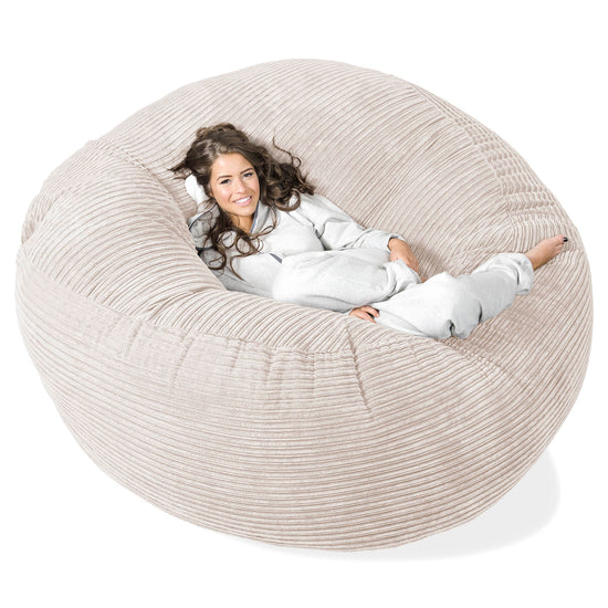 Kæmpe Sækkestol Sofa XXL 'Mega Mammut' - Klassisk Jernbanefløjl Elfenben 01